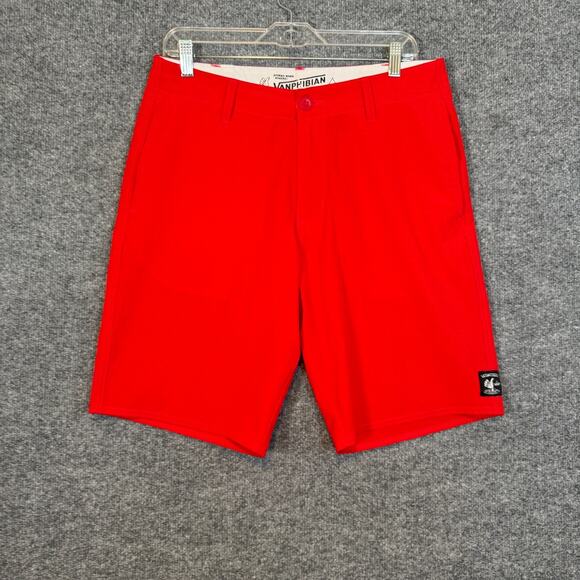Vans Swim Trunks Mens 32 Red Vanphibians Board Shorts Belt Loops Hybrid Beach - Picture 1 of 8